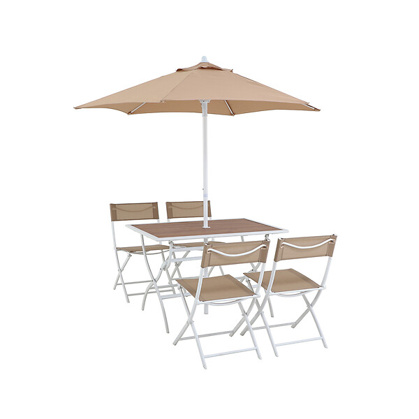 Salon de jardin - Acier - Taupe - 4 personnes - large