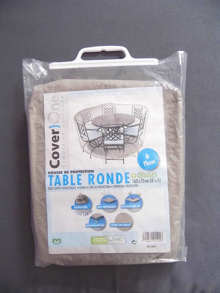 JARDILINE - Housse table ronde + chaises 6 personnes cover one - large