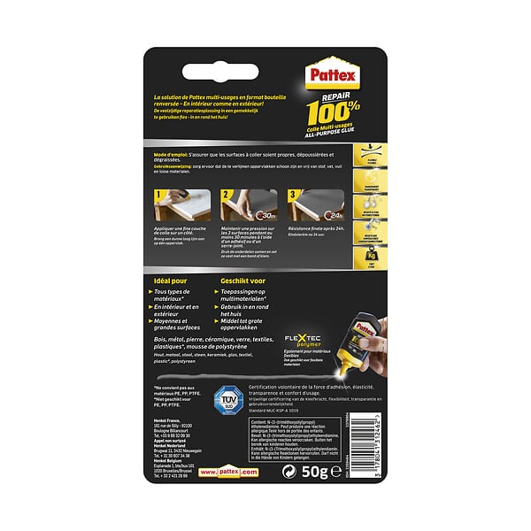 PATTEX - Colles Multi-Usages 100% Colle Bouteille 50g - large