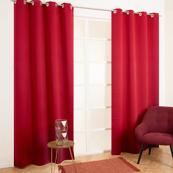 MODE DE VIE - Rideau avec oeillets - Occultant - Polyester - Rouge - 140x250cm - large