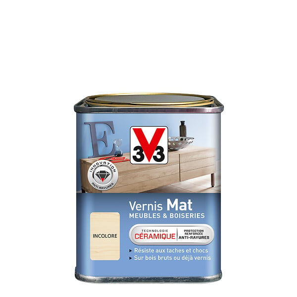 V33 BOIS - Vernis Meubles et Boiseries Mat Incolore Pot 0.25l - large