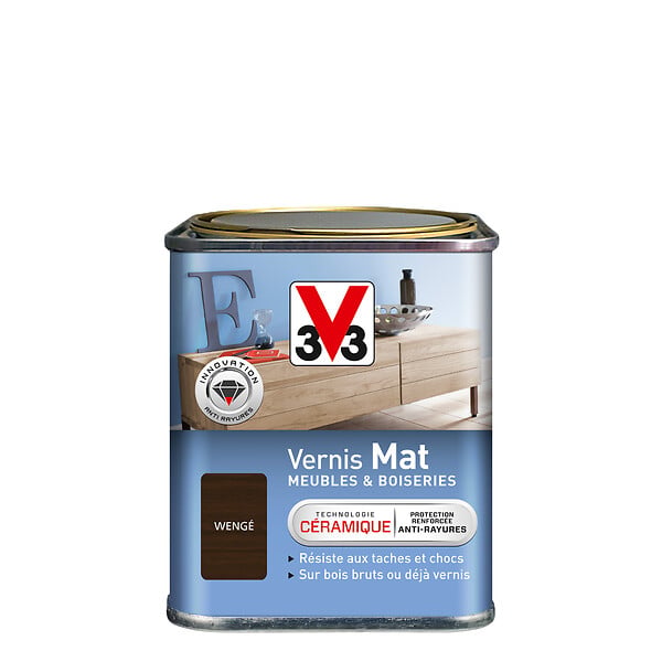 V33 BOIS - Vernis Meubles et Boiseries Mat Wenge Pot 0.25l - large