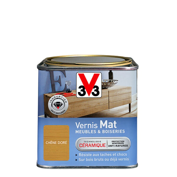 V33 BOIS - Vernis mat chêne dore 0.5 litre - large