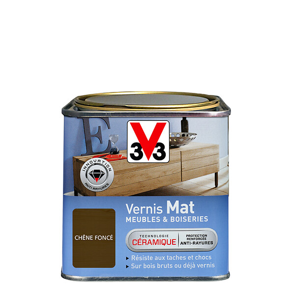V33 BOIS - Vernis Meubles et Boiseries Mat Chêne fonce Pot 0.5l - large