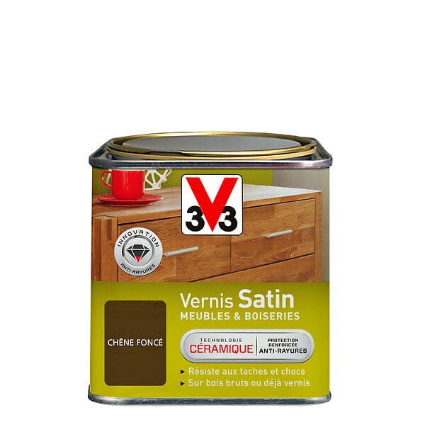 V33 BOIS - Vernis Meubles et Boiseries Satin Chêne fonce Pot 0.5l - large