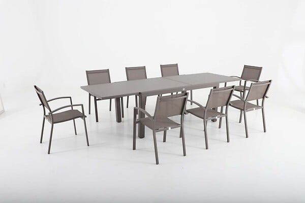 MODE DE VIE - Table de jardin Memphis 2 - Aluminium - Gris - 8 personnes - large