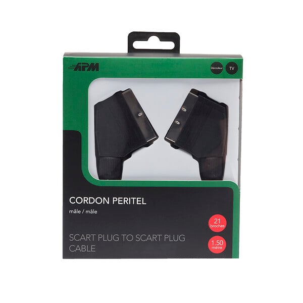 APM - Cordon péritel mâle mâle noir 1.5m - large