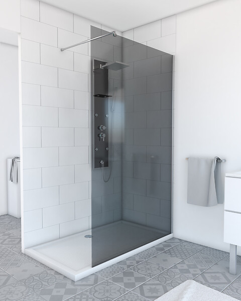 AURLANE - Paroi de douche fumée en verre trempé Parma 2 - large