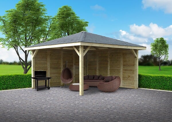 SOLID - Kiosque en bois avec parois SOLID 437x437cm - large