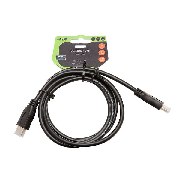 APM - Cordon hdmi 4k ethernet mâle mâle noir 1.8m clip - large