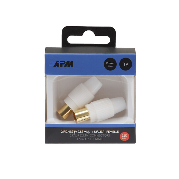 APM - 2 fiches f tv 9.52mm mâle femelle - large