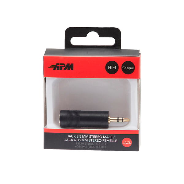 APM - Adaptateur jack 3.5mm jack vers 6.35mm stéréo mâle femelle - large