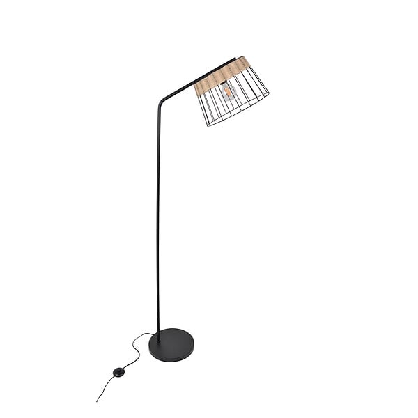COREP - Lampadaire Indah - Métal - Noir rotin tressé - 171cm - large