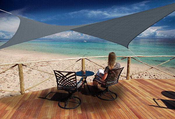 JARDILINE - Voile ombrage Austral - Carré - 3,60m - Ardoise - large