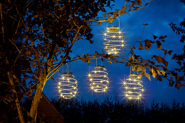 SMARTSOLAR - Lot de 4 suspensions solaire Spirale 33 leds - large