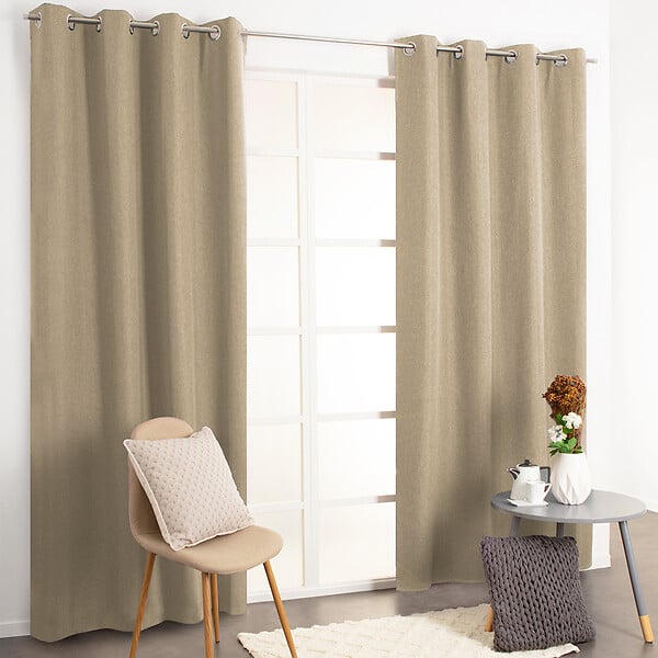MODE DE VIE - Rideau avec oeillets - Tamisant - Polyester - Taupe - 140x250cm - large