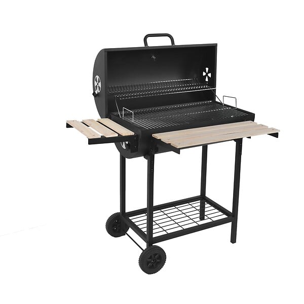 RED DECO - Barbecue fumoir au charbon de bois KENTUCKY Noir Acier inoxydable - large