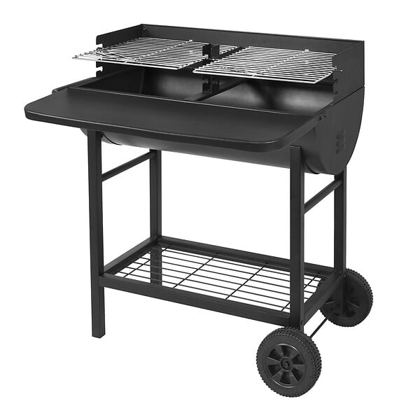 RED DECO - Barbecue charbon de bois 2 grilles ALABAMA Noir Acier inoxydable - large