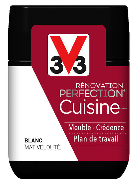 V33 PEINTURE - Peinture rénovation Cuisine mat blanc Testeur 75mL - large