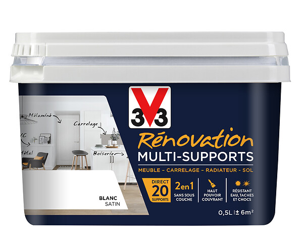 V33 PEINTURE - Peinture Renov multi-supports Satin Blanc Pot 0.5l - large