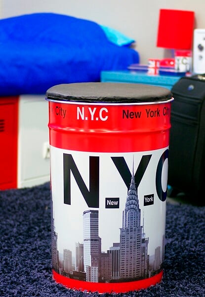 P.HENRY - Pierre henry - coffre pouf 33 litres en metal new york - large