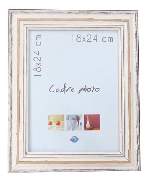 ARIANE - Cadre en bois blanc 18x24 cm - large