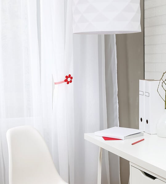 VCREATIONS - Embrasse à rideaux aimantée, Fleur gris - large