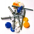 COTEKA - Boite carton 6 rivets 4x16mm + capuchons, jaune, bleu, blanc - vignette