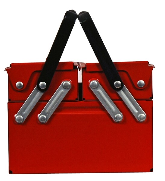 P.HENRY - Boite à outils dépliante 3 compartiments - Acier rouge - large