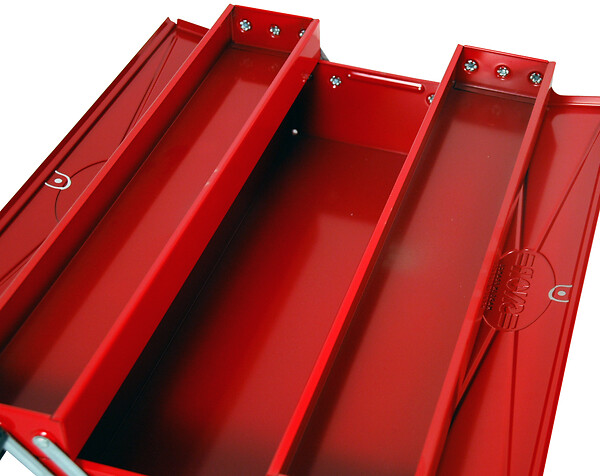 P.HENRY - Boite à outils dépliante 3 compartiments - Acier rouge - large