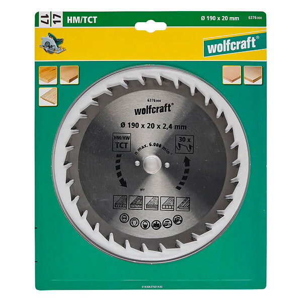 WOLFCRAFT - 1Lame scie circ. CT 30dts D190x20mm - large