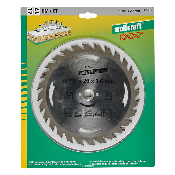 WOLFCRAFT - Lame denture creuse diamant - CT - 28 dents - D190x20mm-2.6mm - large