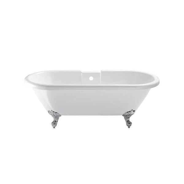 PLANETE BAIN - Baignoire ilot Charly blanche avec pieds patte d 'aigle chrome - large