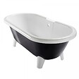 PLANETE BAIN - Baignoire îlot rétro charly noire et blanche avec pieds moderne conique blanc - vignette