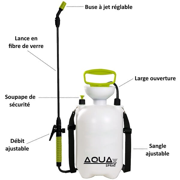 GT GARDEN - Pulvérisateur à pression - 5 litres - large