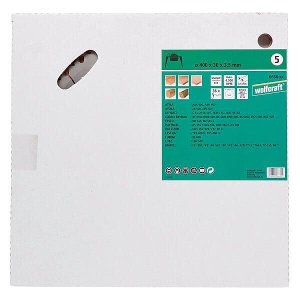 WOLFCRAFT - Lame scie CT - série Table - 36 dents alternées - 400x30x3.5mm - large