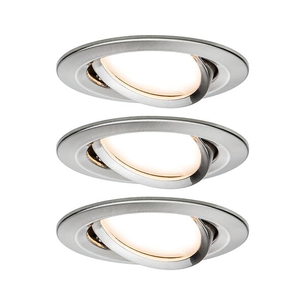 PAULMANN - Kit de 3 spots LED encastrables Nova Coin - Acier brossé - 3x6W - large