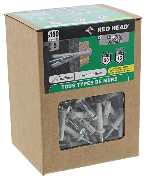 RED HEAD - Boite de 150 chevilles FRAPEX M diamètre 5x25mm TP RED HEAD - large