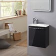 PLANETE BAIN - Meuble lave-mains pour wc gris anthracite original avec robinet eau froide - vignette