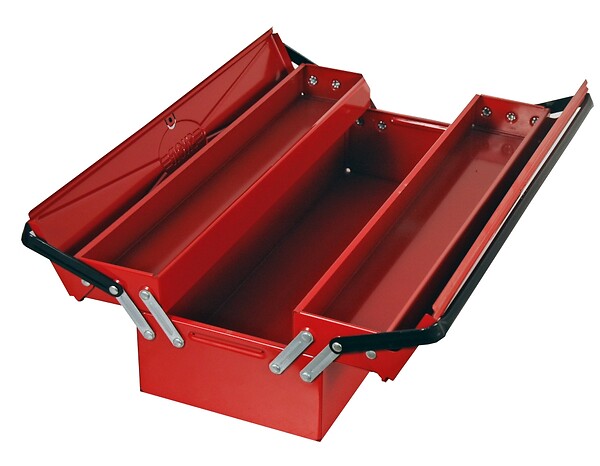P.HENRY - Boite à outils dépliante 3 compartiments - Acier rouge - large