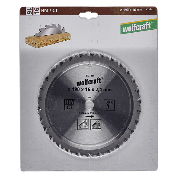 WOLFCRAFT - 1Lame scie circ. CT 30 dts D190x16mm - large