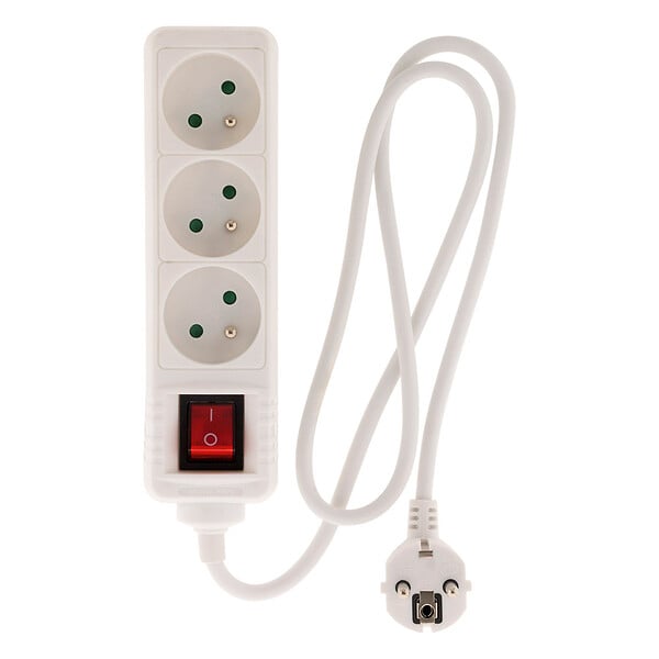 ZENITECH - Bloc multiprise 3 prises 16A 2P+T interrupteur - blanc - Zenitech - large