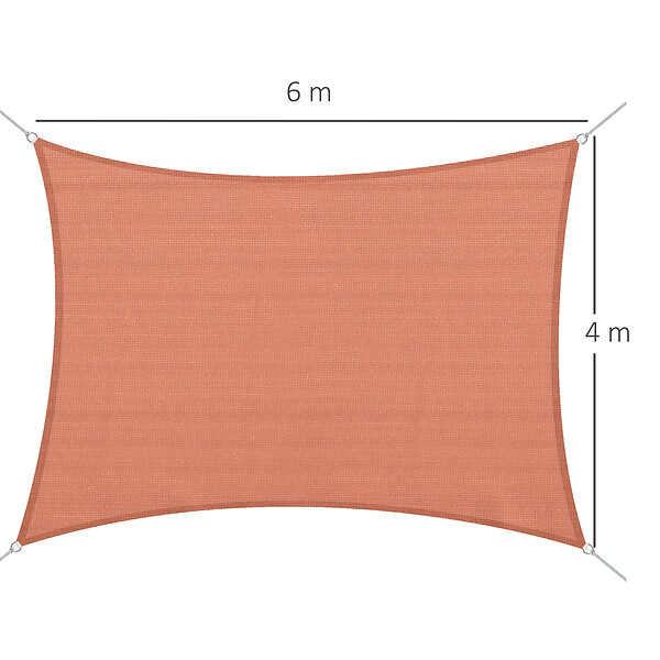 HOMCOM - Voile d'ombrage rectangulaire 4 x 6 m toile solaire taud de soleil brique terracotta - large