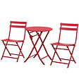 OUTSUNNY - Salon de jardin bistro pliable - table ronde Ø 60 cm avec 2 chaises pliantes - métal thermolaqué rouge - vignette