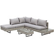 OUTSUNNY - Ensemble salon de jardin d'angle 5 places design contemporain coussins déhoussables table basse acier époxy résine tressée grise - vignette