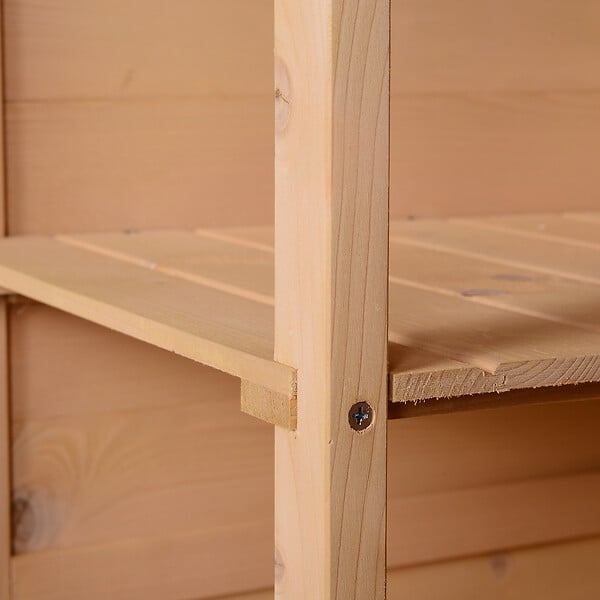 OUTSUNNY - Armoire abri de jardin remise pour outils - grande porte verrouillable loquet - 2 étagères - toit bitumé incliné bois de sapin pré-huilé - large