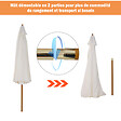 OUTSUNNY - Parasol droit rond grande taille de jardin Ø 3,25 x 2,5H m bois de bambou polyester crème - vignette