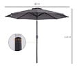 OUTSUNNY - Parasol en métal rond polyester 180g/m² manivelle inclinable Ø 2,95 x 2,5 m gris - vignette