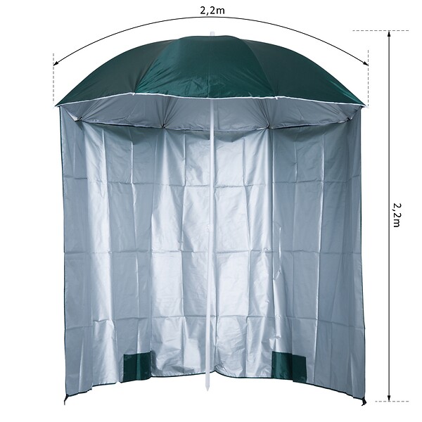OUTSUNNY - Parasol de plage Ø 2,2 x 2,2H cm protection UPF 50 + sac transport, sardines et lestage intégrés vert foncé - large