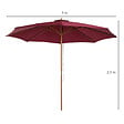 OUTSUNNY - Outsunny Parasol droit en bois polyester haute densité protection solaire Ø 3 x 2,5 m rouge - vignette